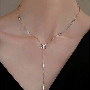 Sterling Silver Dainty Star Necklace, CZ Necklace,  North Star Crystal